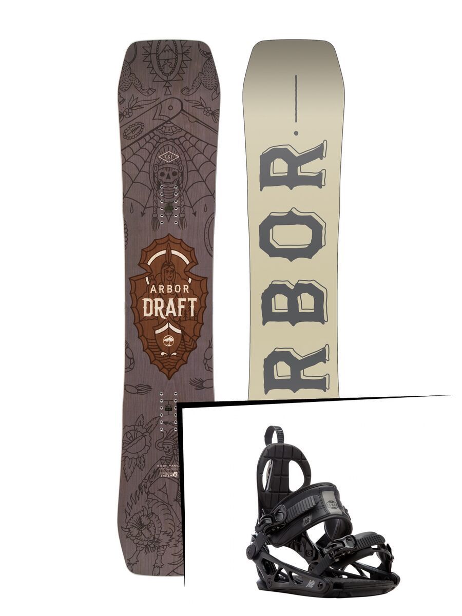 Set: Arbor Draft 2017 + K2 Cinch CTC 2017, black - Snowboardset - Bild 1