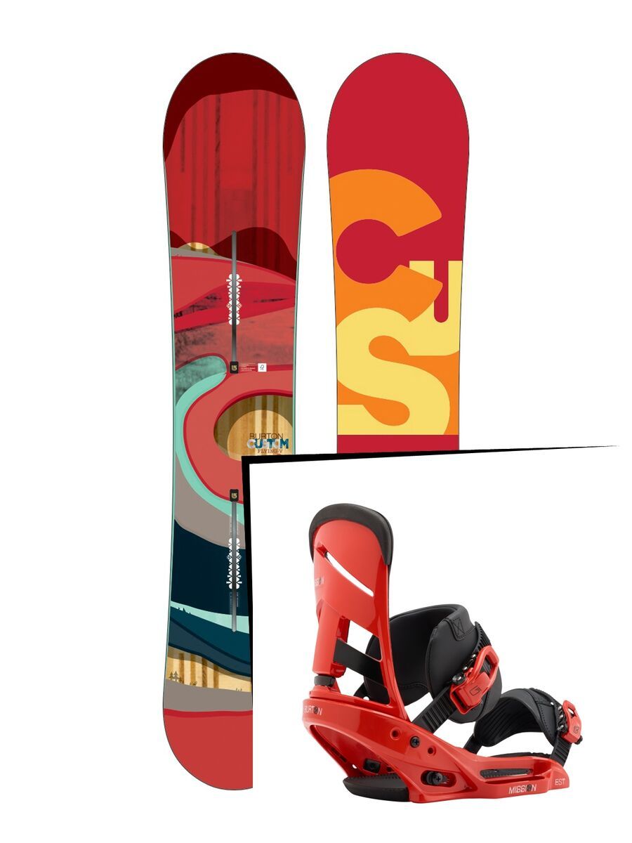 Set: Burton Custom Flying V 2016 + Burton Mission EST 2017, el rojo - Snowboardset - Bild 1