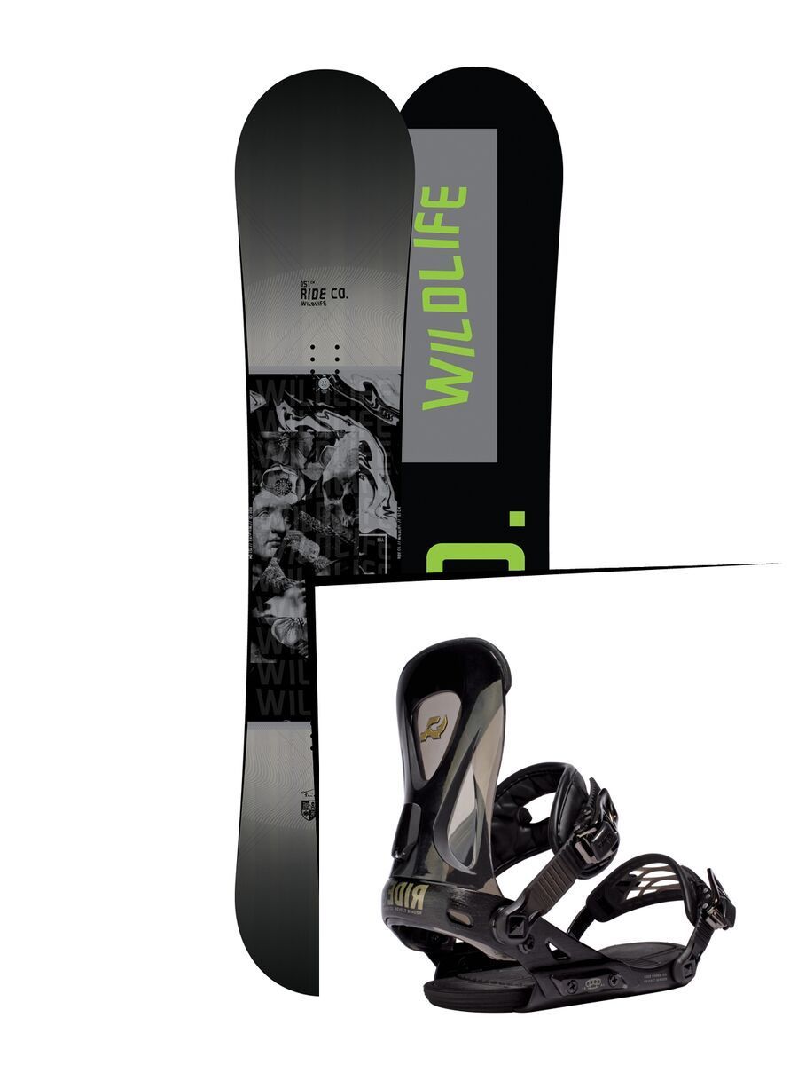 Set: Ride Wild Life 2017 + Ride Revolt 2016, black - Snowboardset - Bild 1