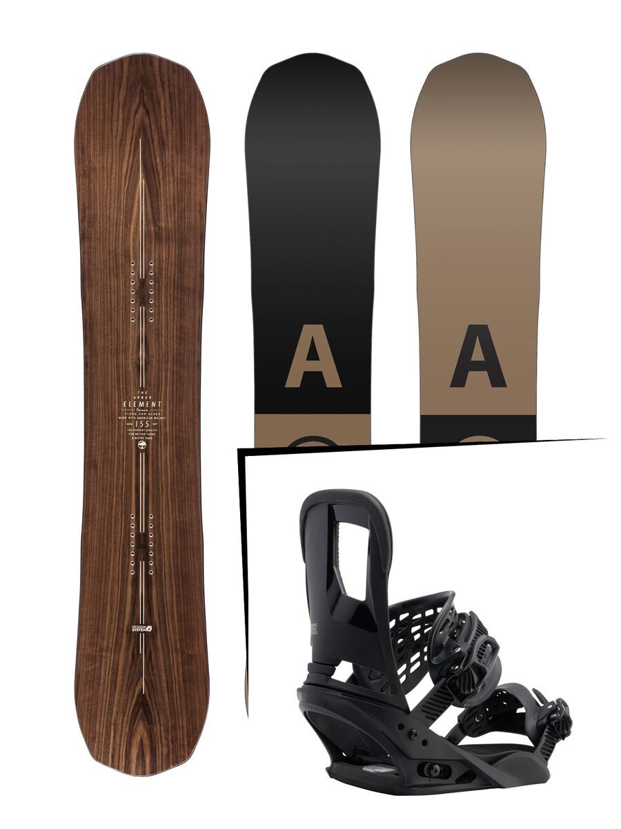 Set: Arbor Element Premium Mid Wide 2017 + Burton Cartel 2017, black - Snowboardset - Bild 1