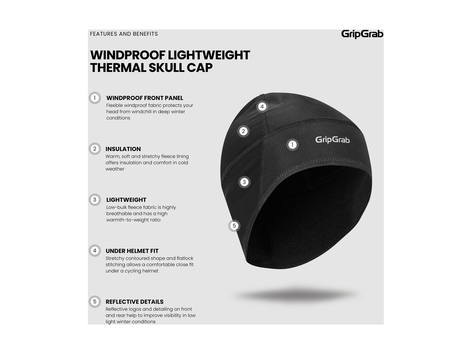 GripGrab Thermo Windproof Winter Skull Cap, black - Bild 10