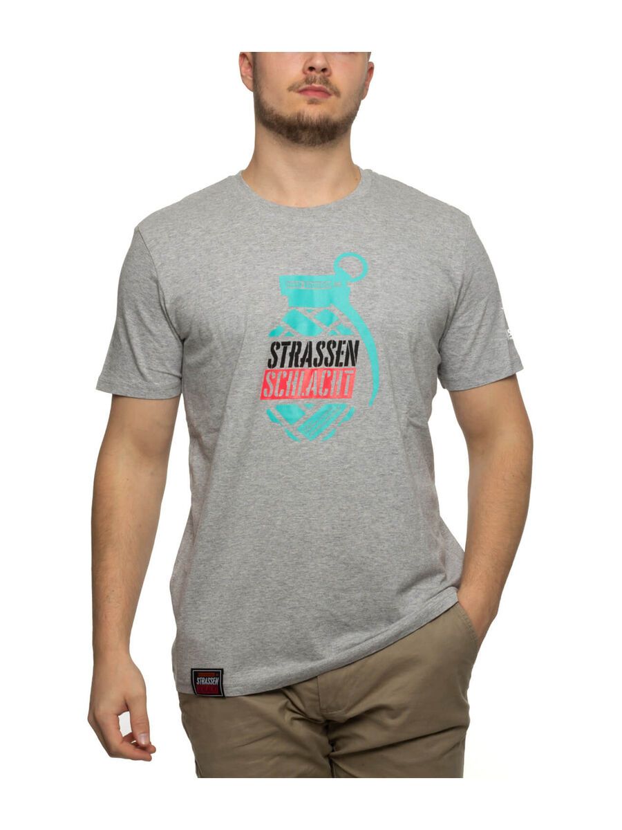 BIKER-BOARDER Strassenschlacht T-Shirt Handgranate Unisex, grau - Bild 1