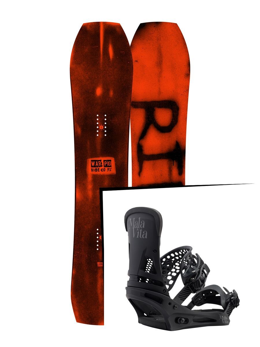 Set: Ride Warpig Large 2017 + Burton Malavita 2017, black - Snowboardset | Bild 1