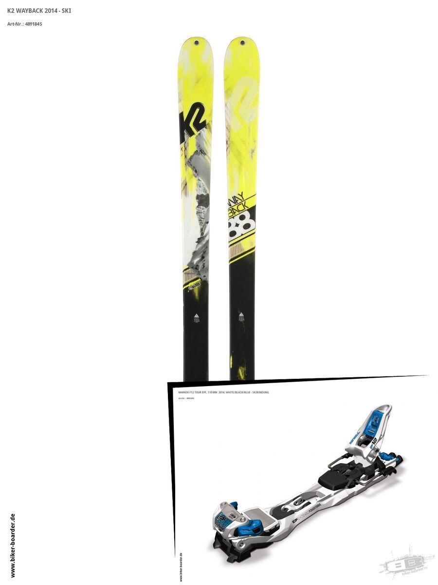 K2 SKI Set: WayBack 2014 + Marker F12 Tour EPF - Bild 1