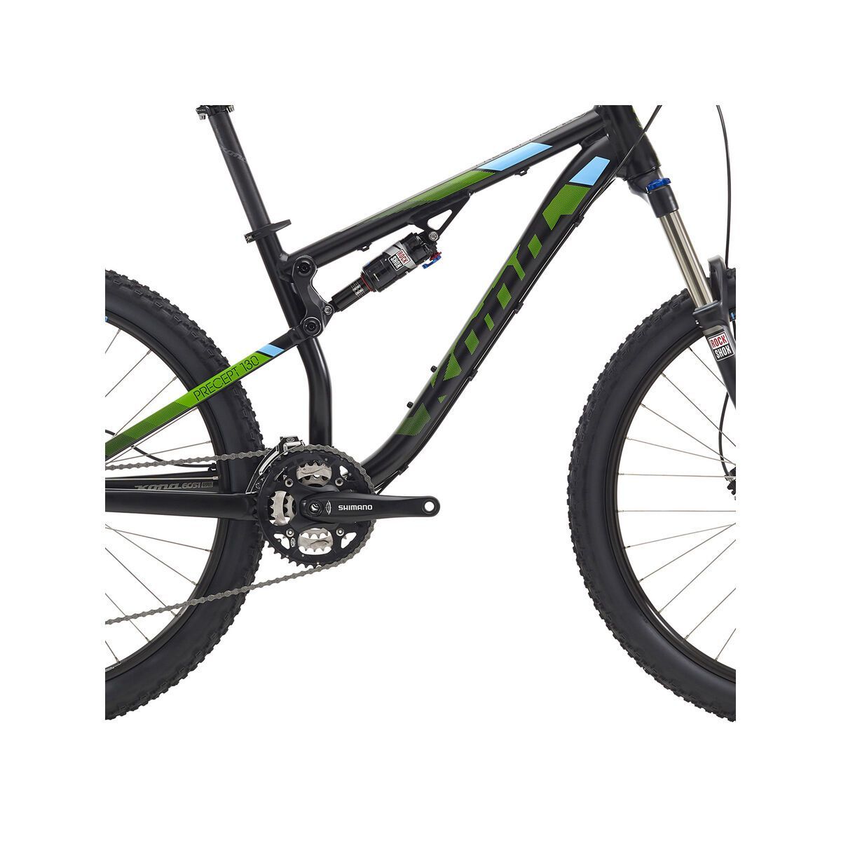 Kona Precept 130, matt black w/ green & cyan decals - Bild 3