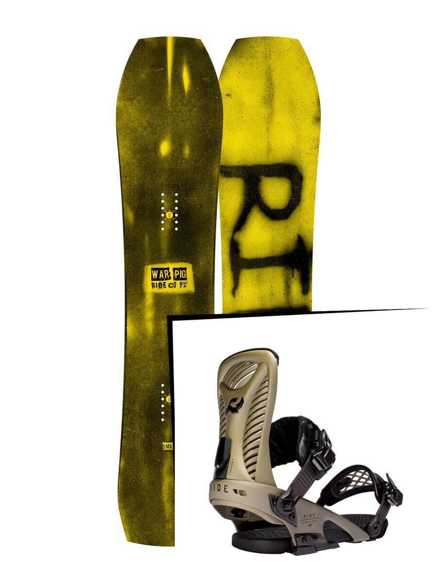 Set: Ride Warpig Small 2017 + Ride Capo 2016, gold - Snowboardset - Bild 1