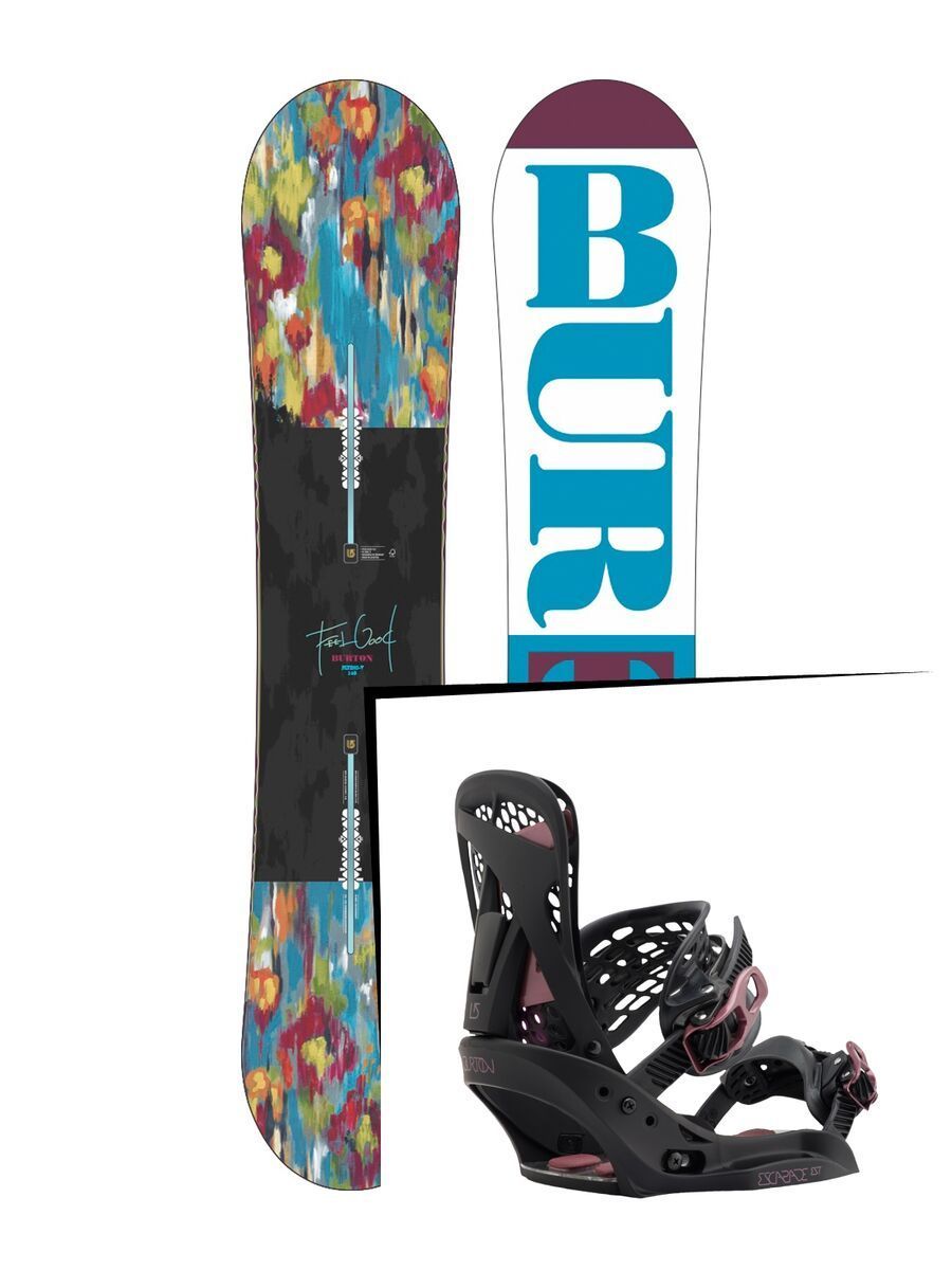 Set: Burton Feelgood Flying V 2016 + Burton Escapade EST 2017, black - Snowboardset - Bild 1