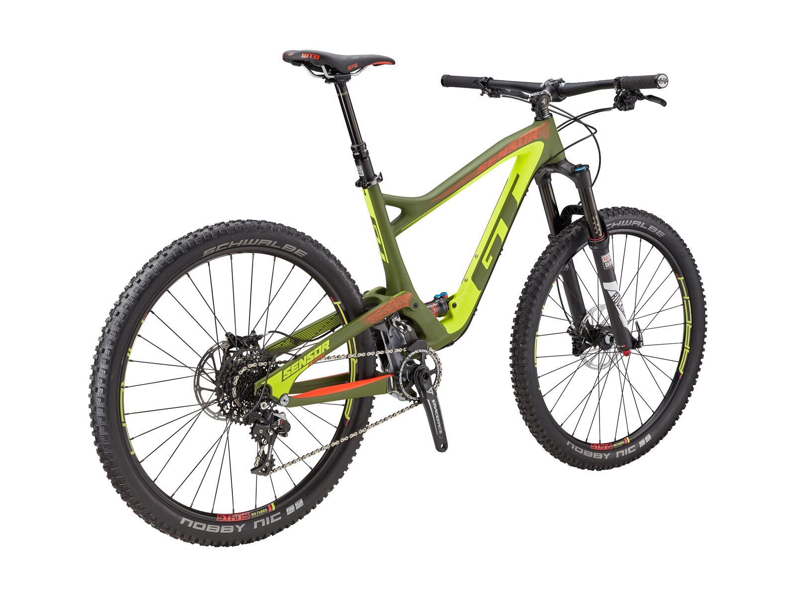 GT Sensor Carbon Pro SRAM, satin military green w/ neon yellow & neon red - Bild 4