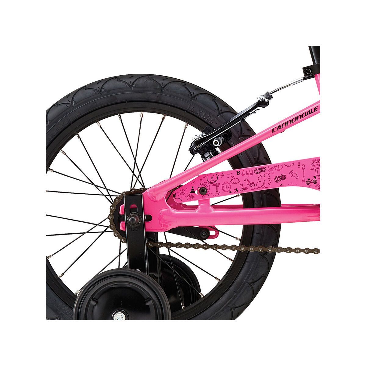 Cannondale Trail 16 Single Speed Girls, acid pink w/ super sparkle silver and jet black, gloss - Bild 4