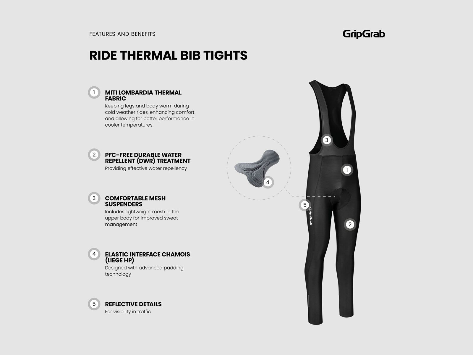 GripGrab RIDE Thermal Bib Tights, black - Bild 10