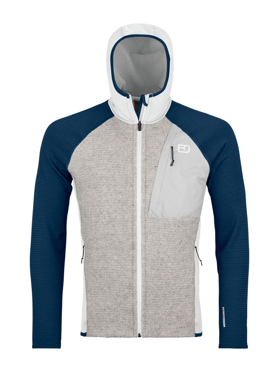 Ortovox Merino Fleece Grid Plus Classic Knit Hoody M, grey ice - Bild 1