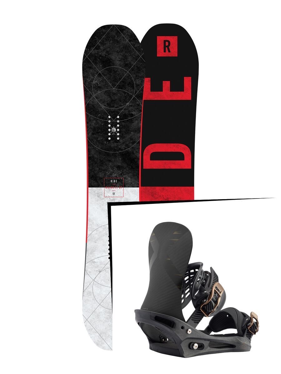 Set: Ride Machete GT 2017 + Burton X-Base 2017, black mag - Snowboardset - Bild 1