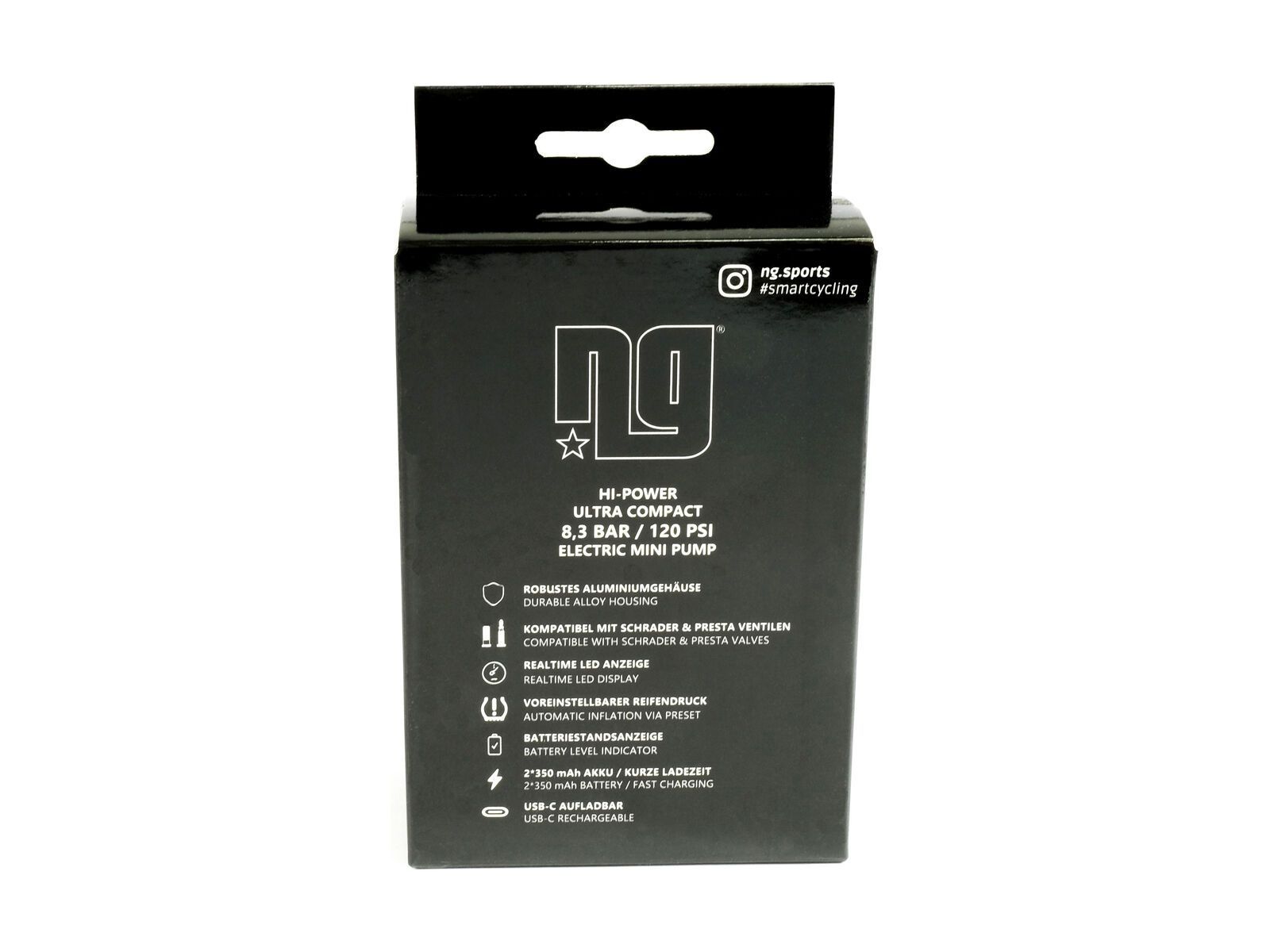 NG Sports Cawacawa elektrische Mini-Pumpe, black matte - Bild 7