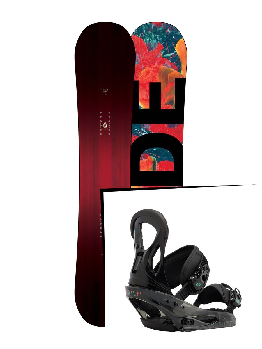 Set: Ride Saturday 2017 + Burton Stiletto 2017, black - Snowboardset - Bild 1