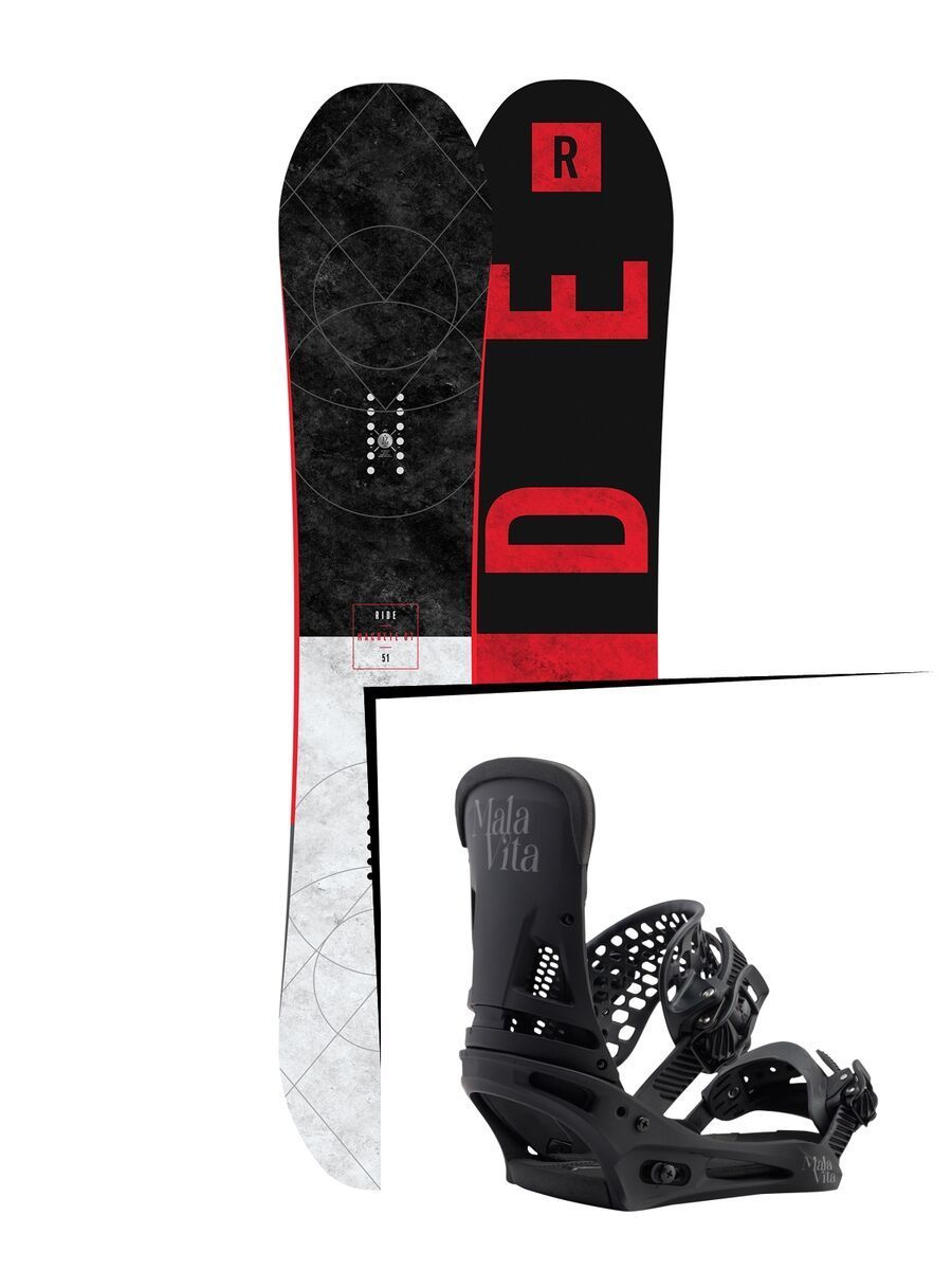 Set: Ride Machete GT 2017 + Burton Malavita 2017, black - Snowboardset - Bild 1