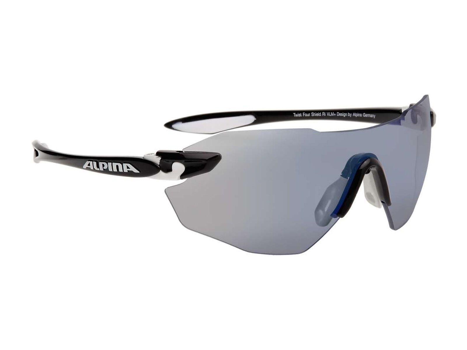 Alpina Twist Four Shield RL VLM+, black white black/Lens: varioflex+ mirror blue - Bild 1