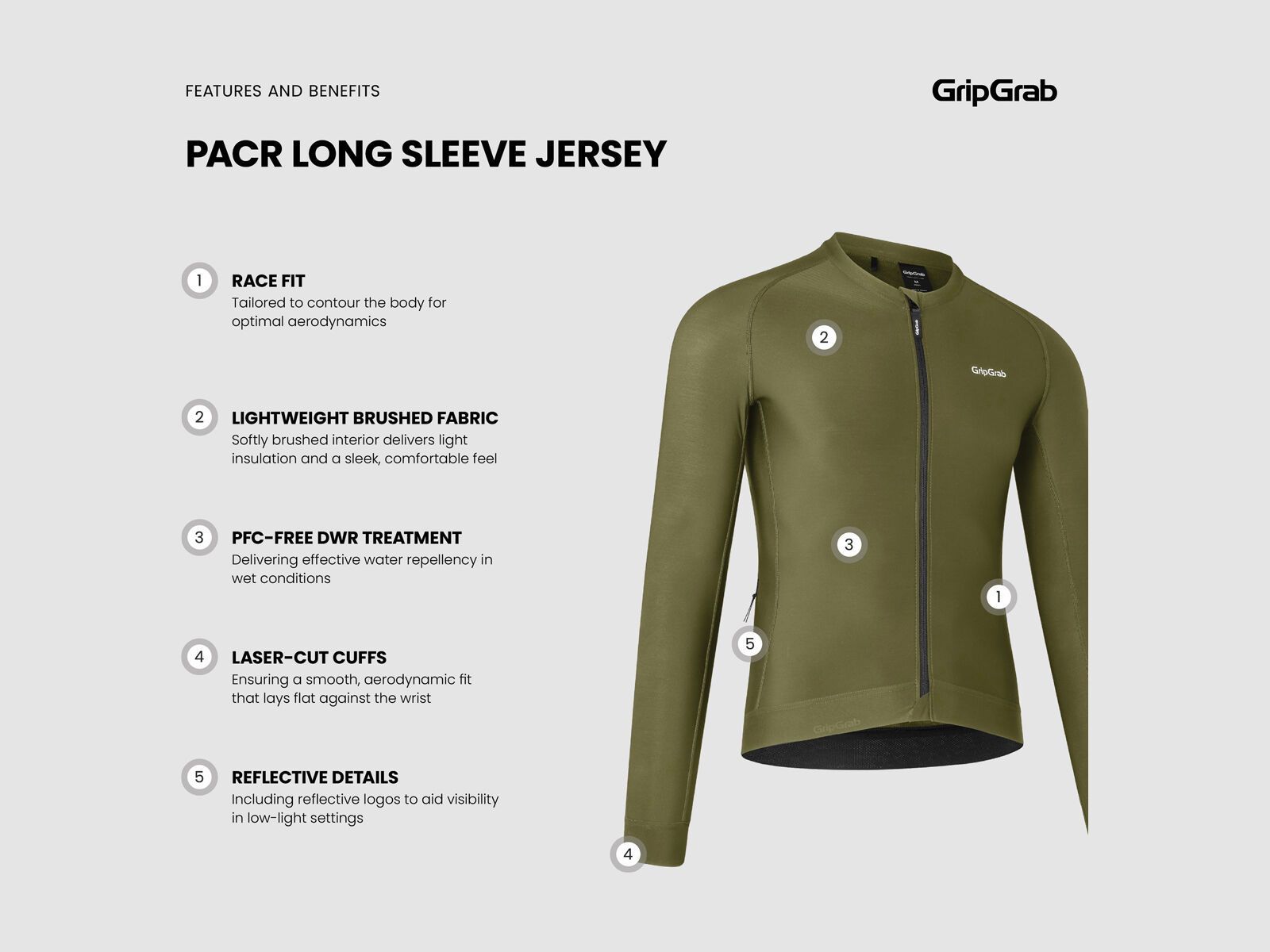 GripGrab PACR Long Sleeve Jersey, olive green - Bild 9