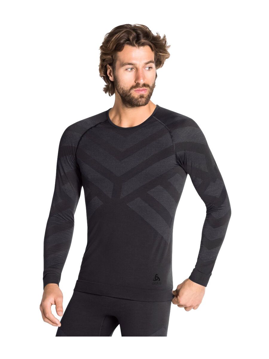 Odlo Natural + Kinship Warm Long-Sleeve Base Layer Men's, black melange - Bild 3