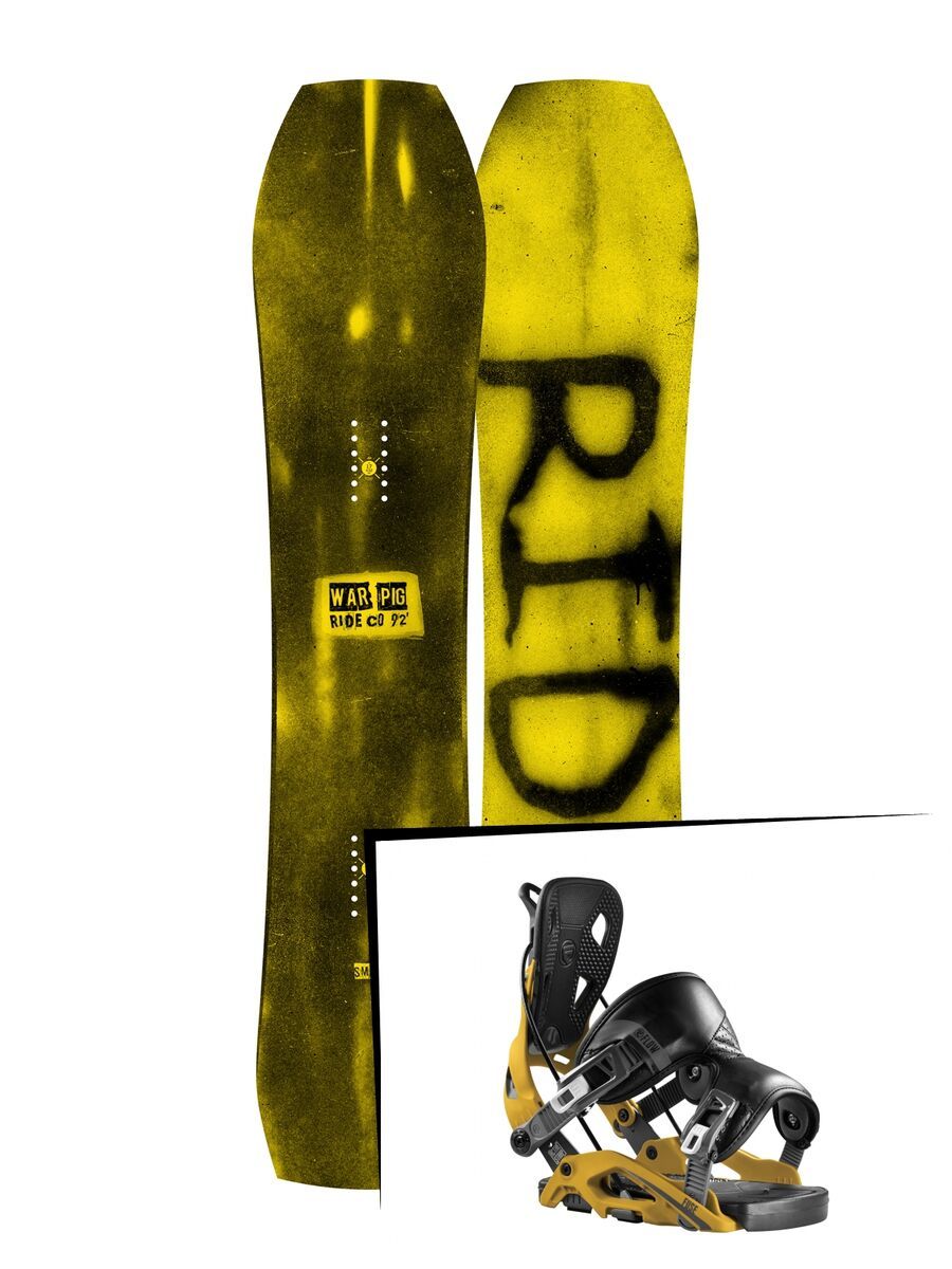 Set: Ride Warpig Small 2017 + Flow Fuse 2017, mustard - Snowboardset - Bild 1