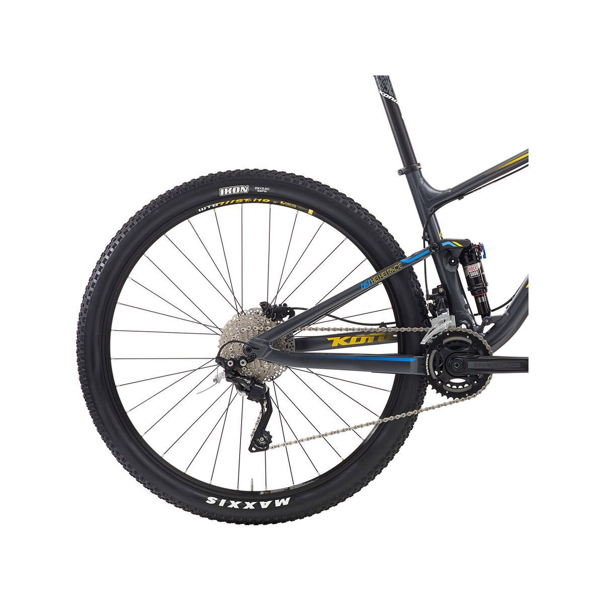 Kona Hei Hei Race, matt charcoal w/ blue & yellow decals - Bild 4