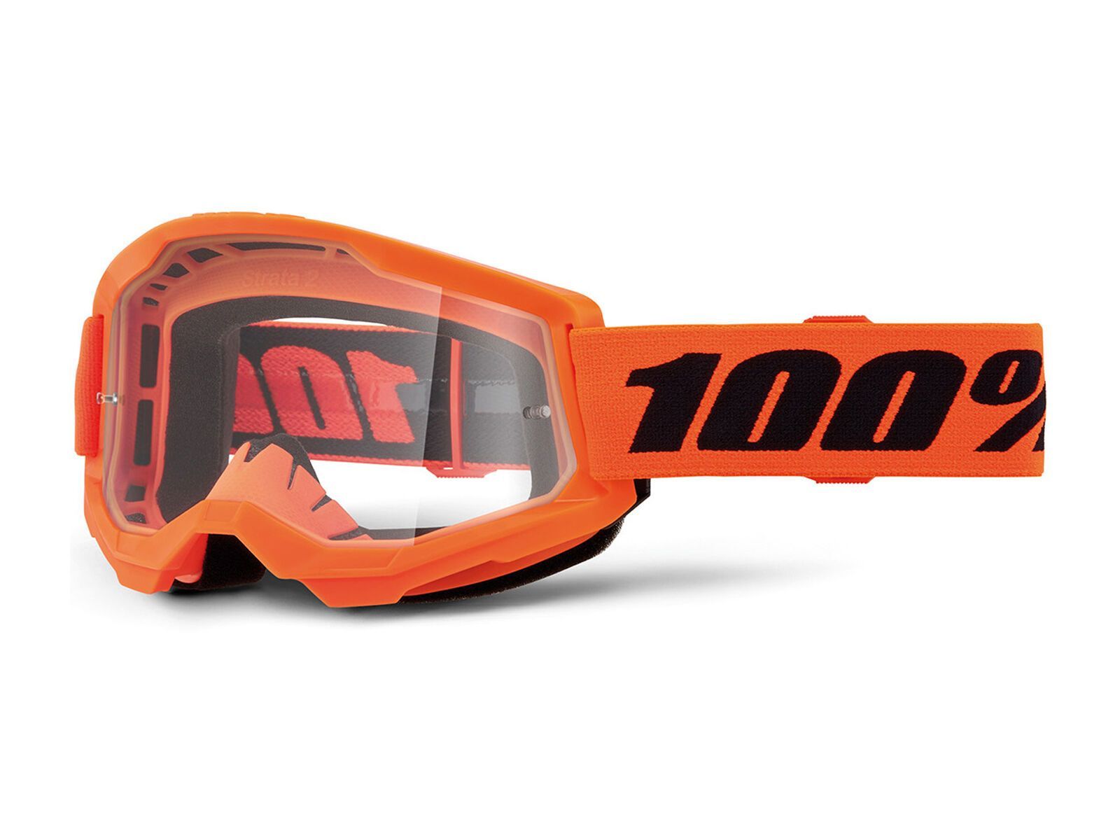 100% Strata 2 Junior Goggle - Clear Lens, neon orange - Bild 1