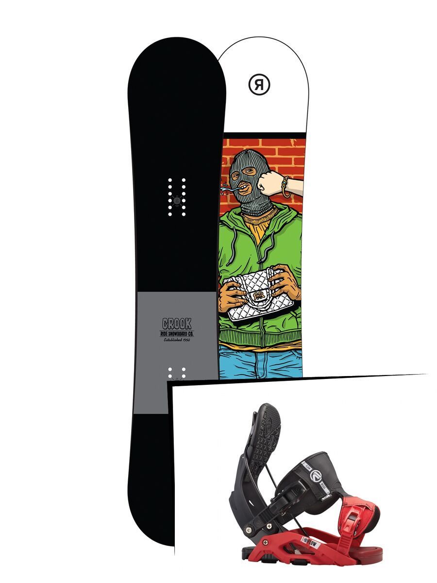 Set: Ride Crook 2017 + Flow Nexus 2016, black/red - Snowboardset - Bild 1