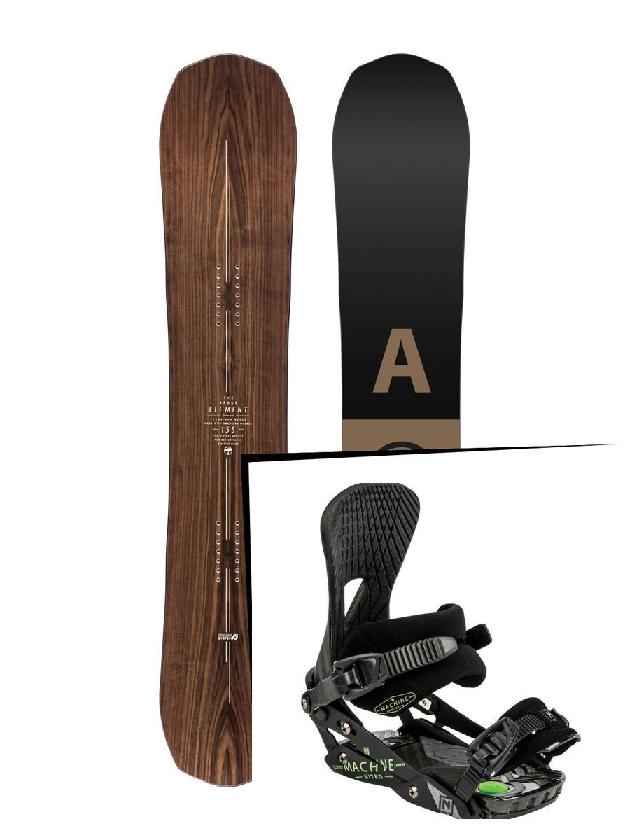 Set: Arbor Element Premium 2017 + Nitro Machine 2015, black - Snowboardset - Bild 1