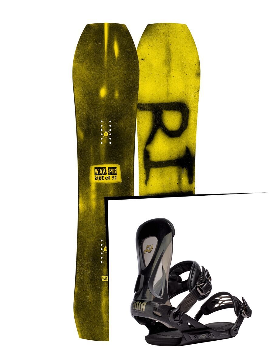 Set: Ride Warpig Small 2017 + Ride Revolt 2016, black - Snowboardset - Bild 1