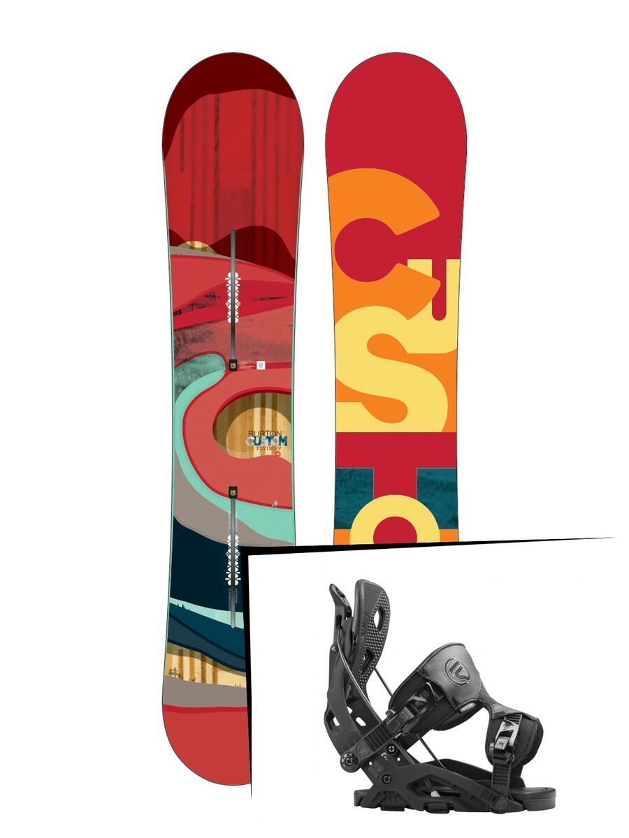 Set: Burton Custom Flying V 2016 + Flow Fuse 2016, black - Snowboardset - Bild 1