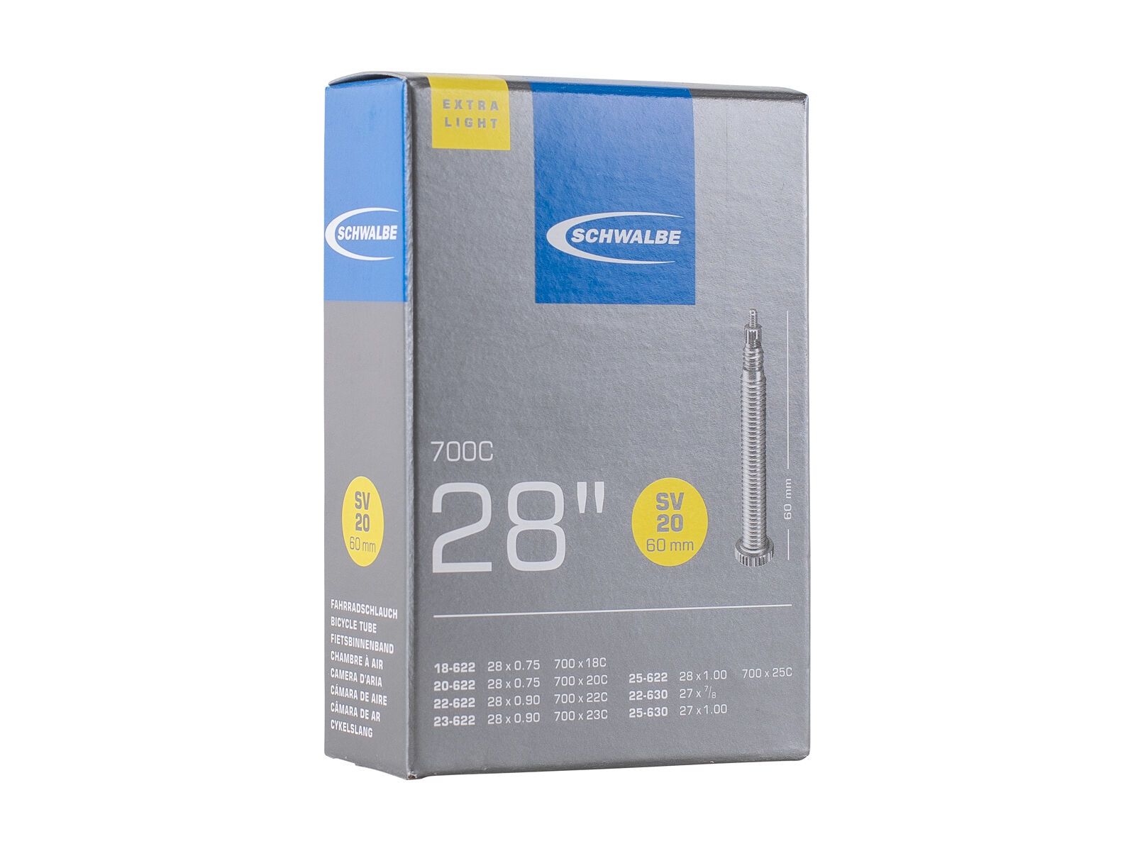 Schwalbe Schlauch SV 20 Extra Light - 28 Zoll / 700 x 18-25C / 60 mm - Bild 1