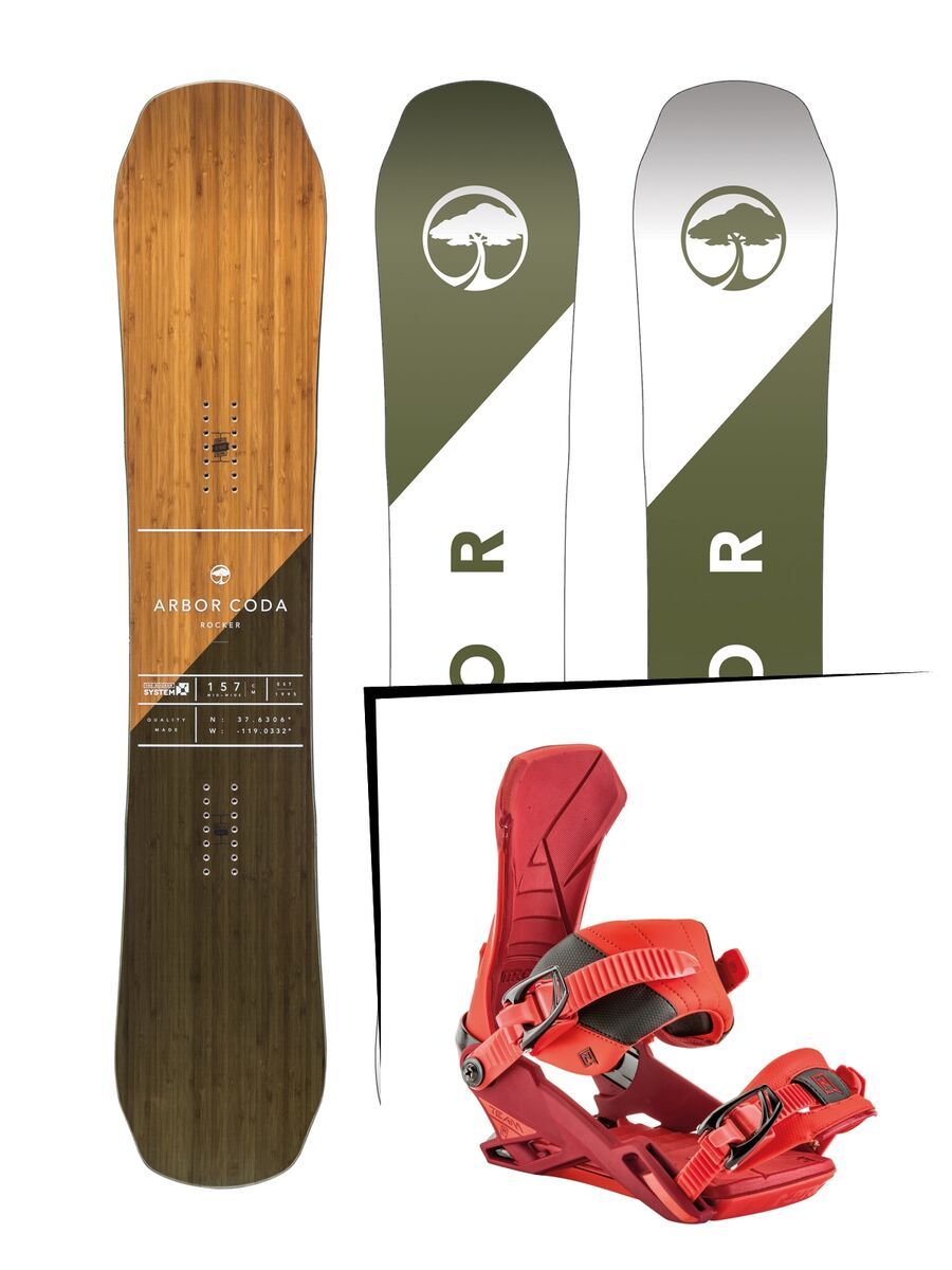 Set: Arbor Coda Rocker 2017 + Nitro Team 2017, inferno - Snowboardset - Bild 1