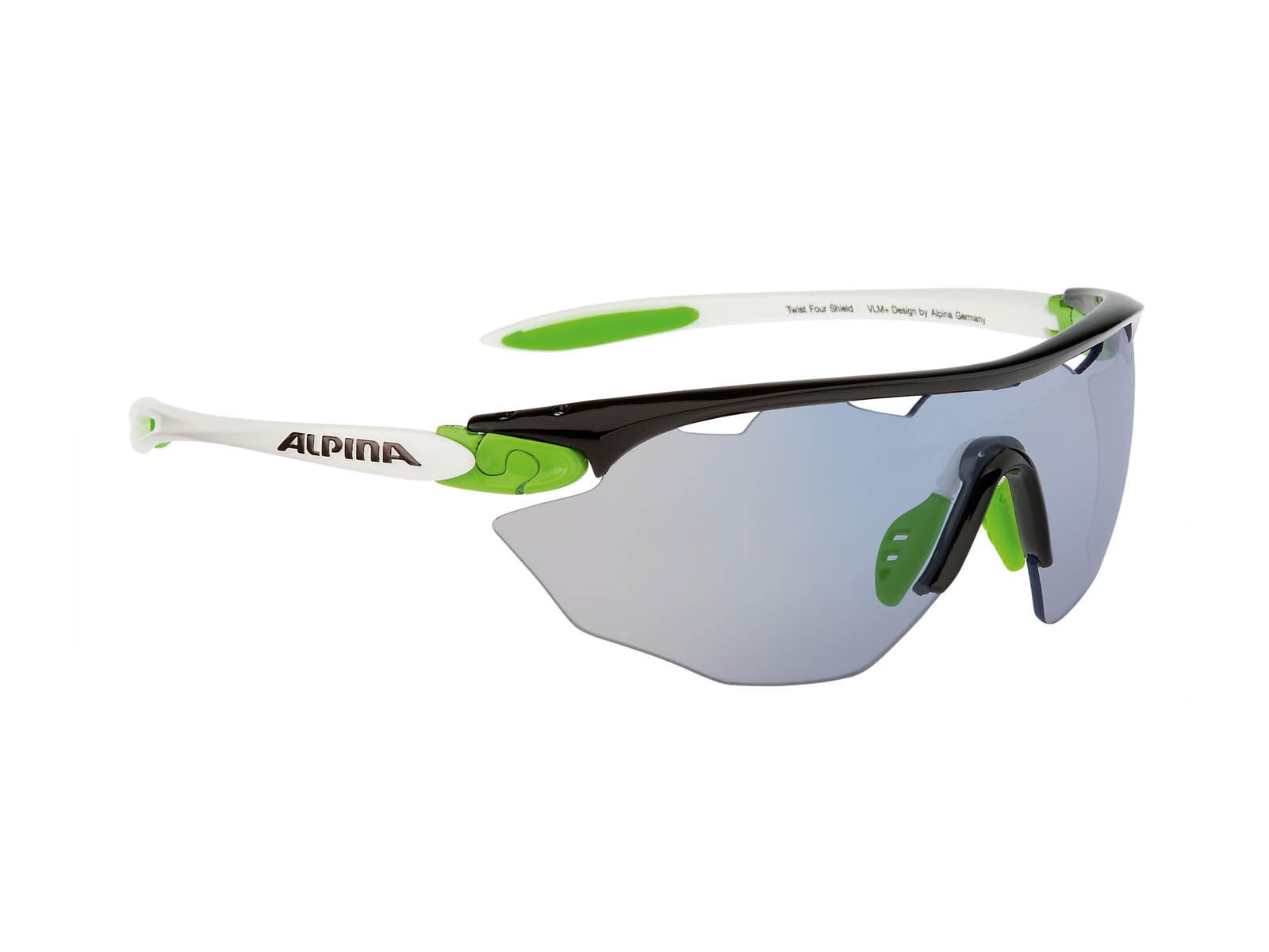 Alpina Twist Four Shield VLM+, black-green-white/Lens: varioflex mirror+ blue - Bild 1