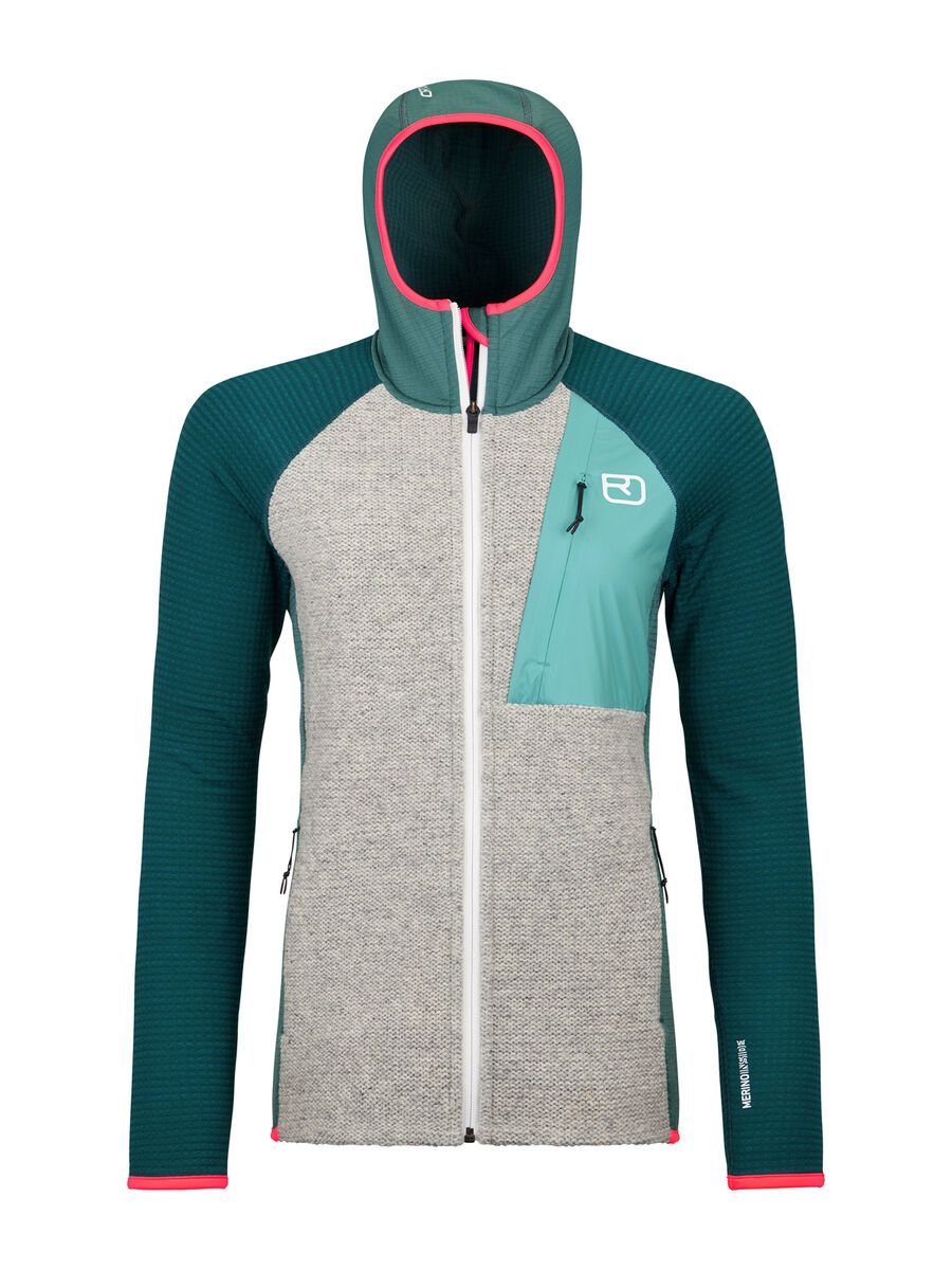 Ortovox Merino Fleece Grid Plus Classic Knit Hoody W, arctic grey - Bild 1