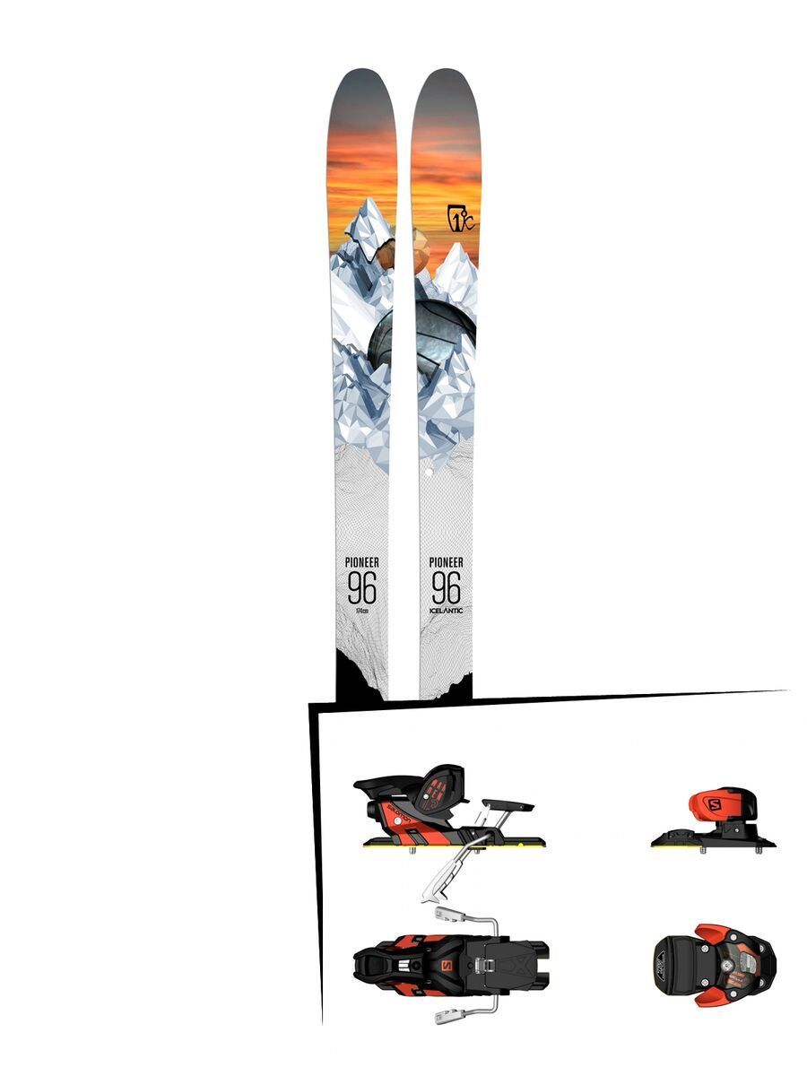 Set: Icelantic Pioneer 96 2018 + Salomon Warden MNC 13 white/black/orange - Bild 1