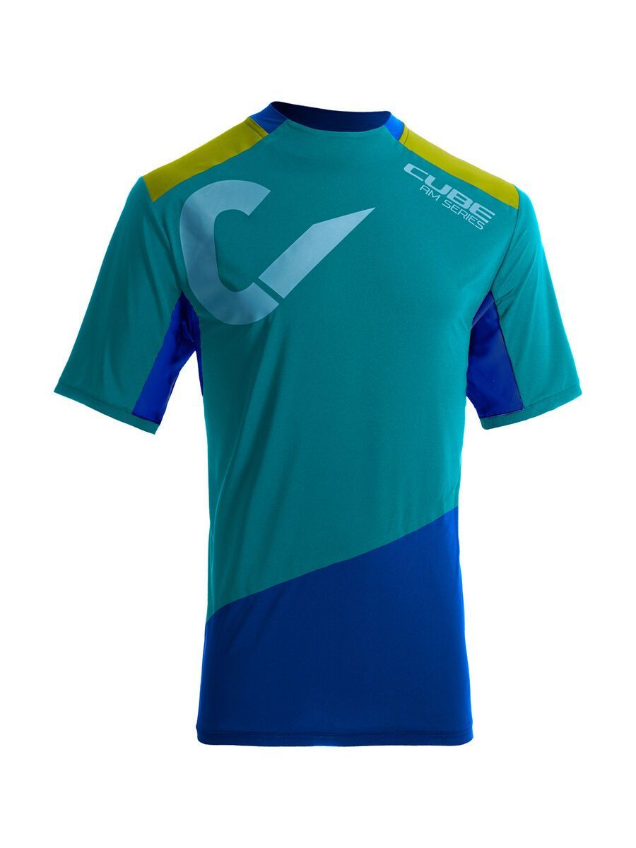 Cube AM Rundhalstrikot kurzarm, blue´n´lime - Bild 1