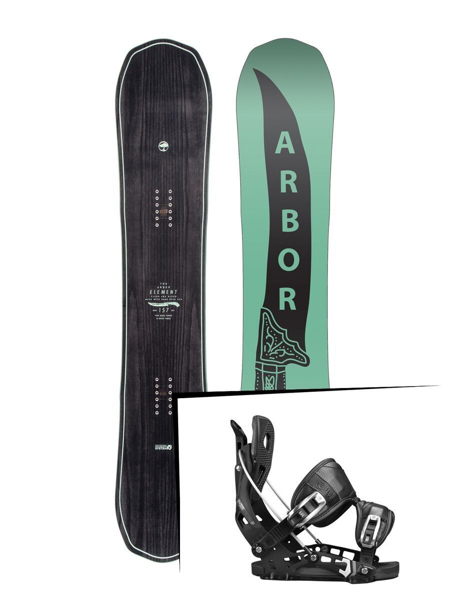 Set: Arbor Element 2017 + Flow NX2 2017, black - Snowboardset - Bild 1