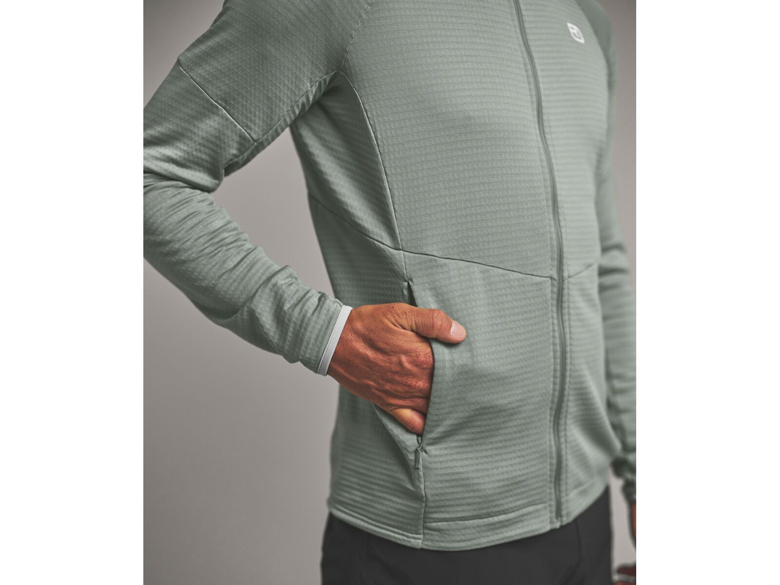 Ortovox Merino Fleece Light Grid Hoody M, green sage - Bild 5