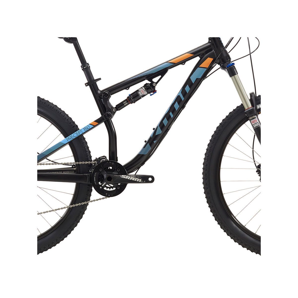 Kona Precept 150, matt black w/ cyan & orange decals - Bild 3