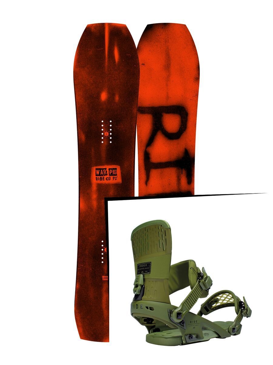 Set: Ride Warpig Large 2017 + Ride Rodeo 2016, forest - Snowboardset - Bild 1