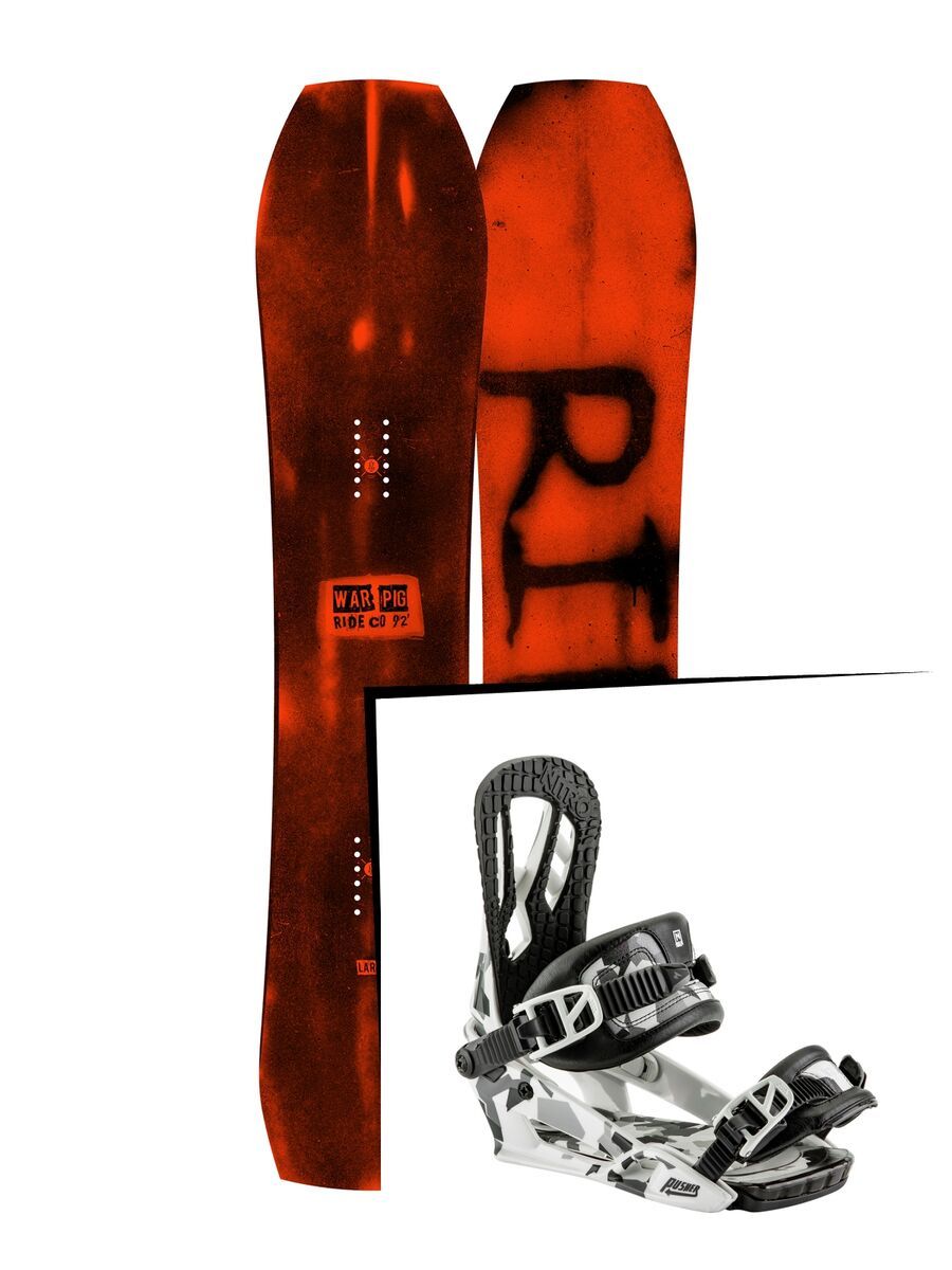 Set: Ride Warpig Large 2017 + Nitro Pusher 2017, ice camo - Snowboardset - Bild 1