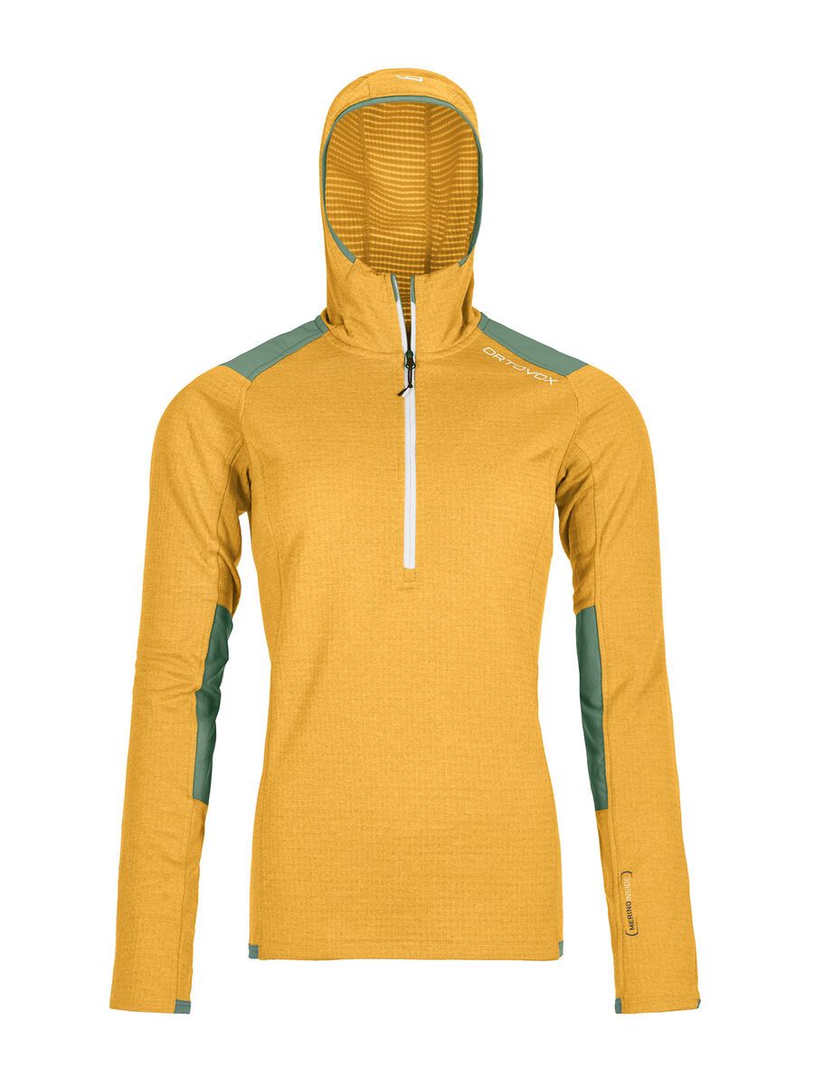 Ortovox Merino Fleece Light Grid Zip Neck Hoody W, yellowstone - Bild 1