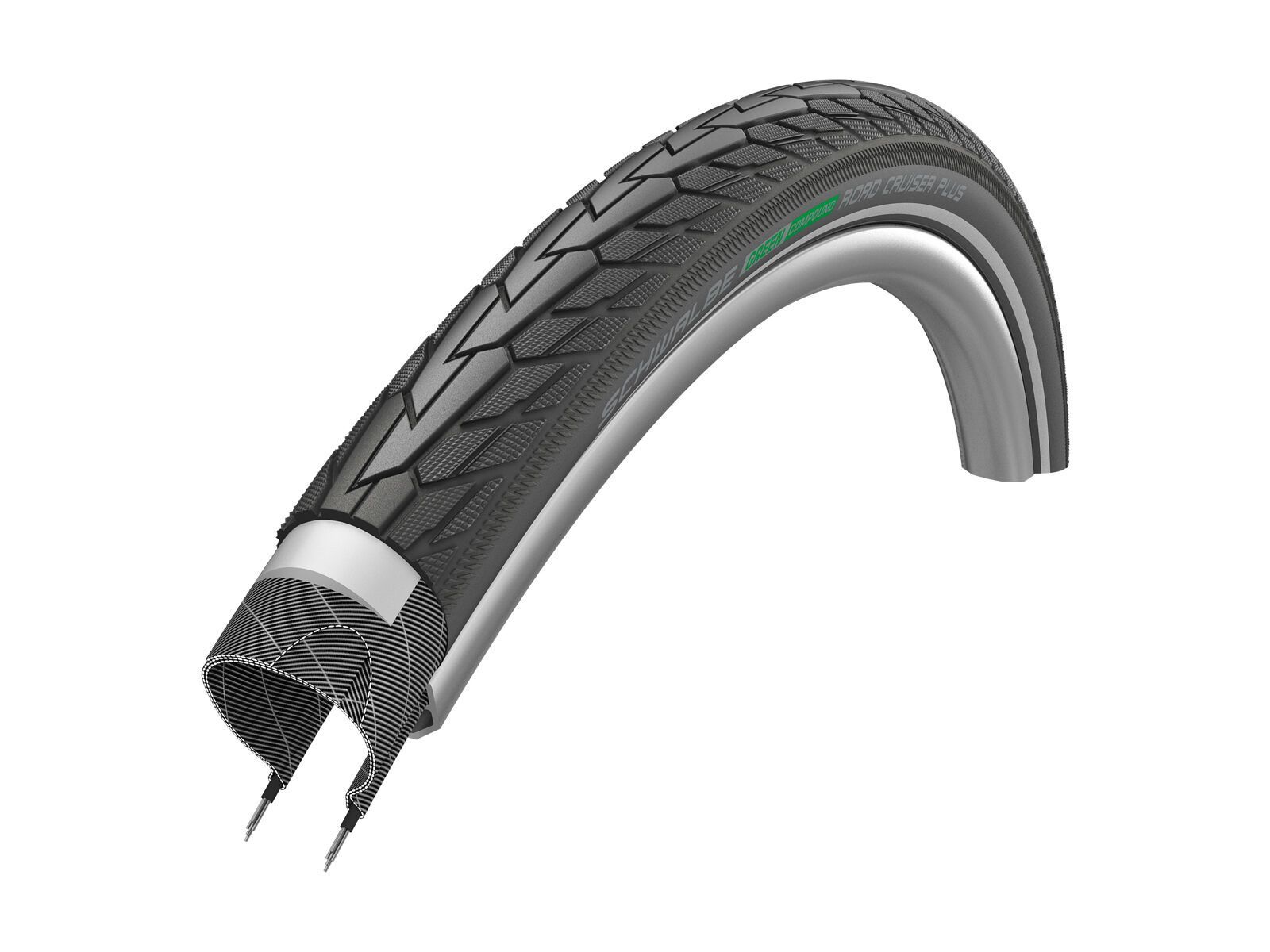 Schwalbe Road Cruiser Plus Active Green PunctureGuard - 28 Zoll, black-reflex - Bild 2