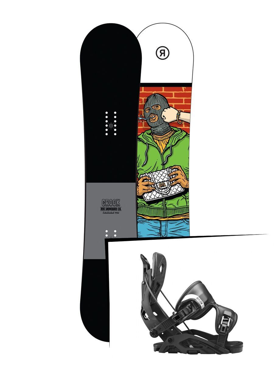 Set: Ride Crook 2017 + Flow Fuse 2017, black - Snowboardset - Bild 1