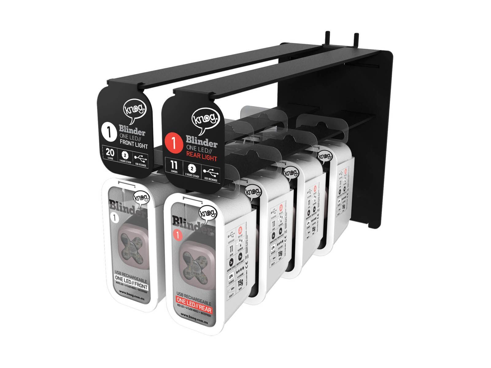 Knog Blinder 1 Cross Slatwall Display, grau - Bild 1