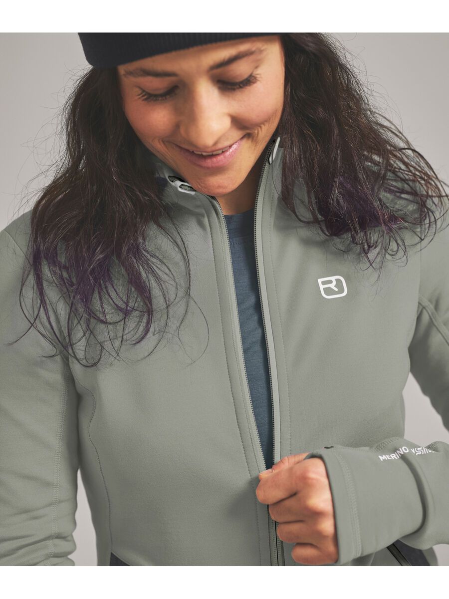 Ortovox Merino Fleece Hoody W, green sage - Bild 3