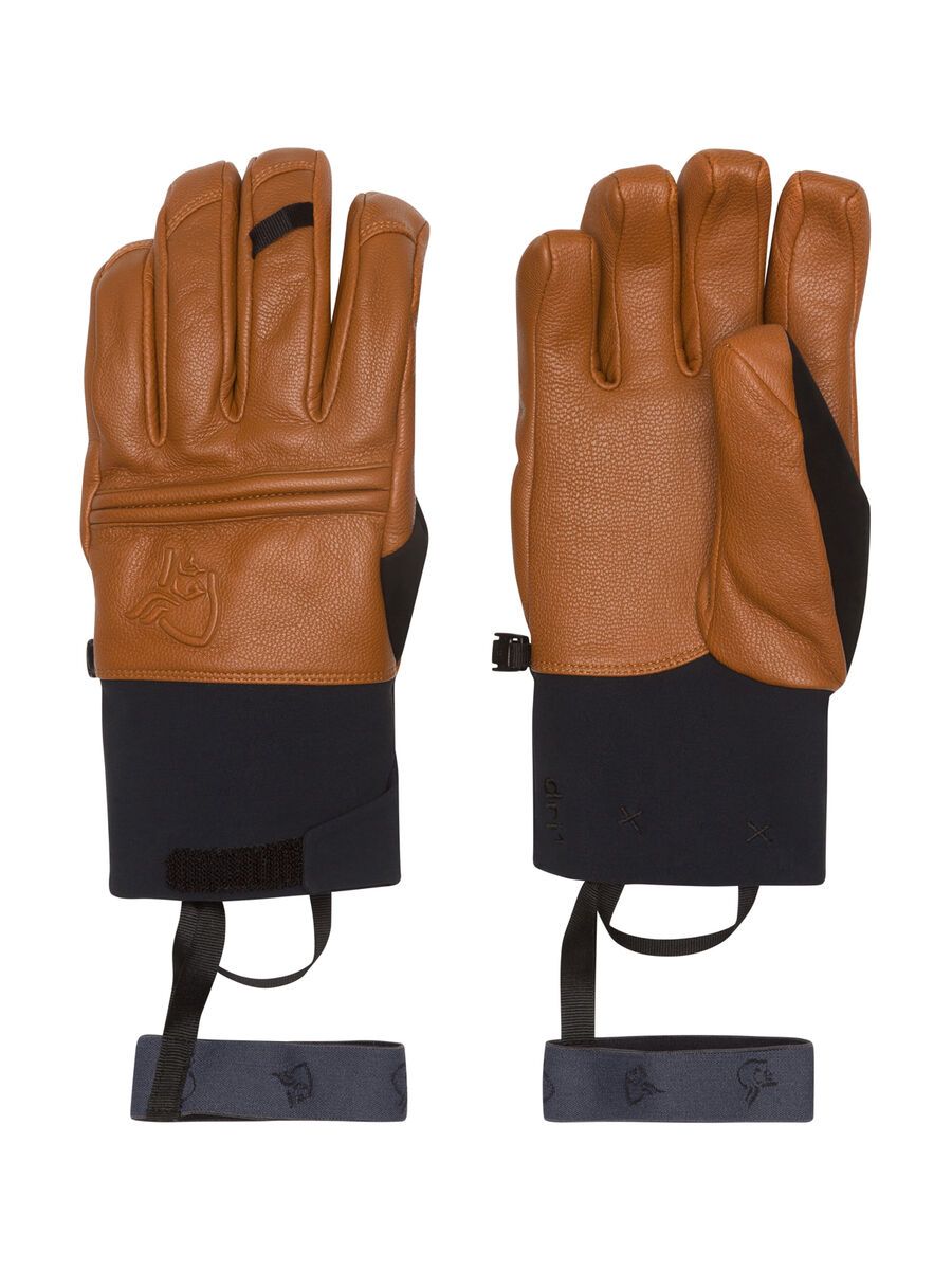 Norrona Røldal Dri PrimaLoft Short Leather Gloves, brown - Bild 1