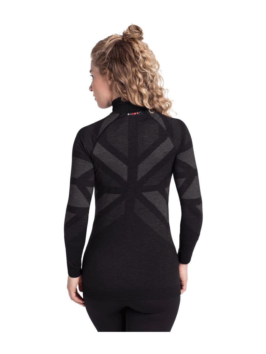 Odlo Natural + Kinship Warm Half-Zip Turtleneck Base Layer Top Women's, black melange - Bild 4