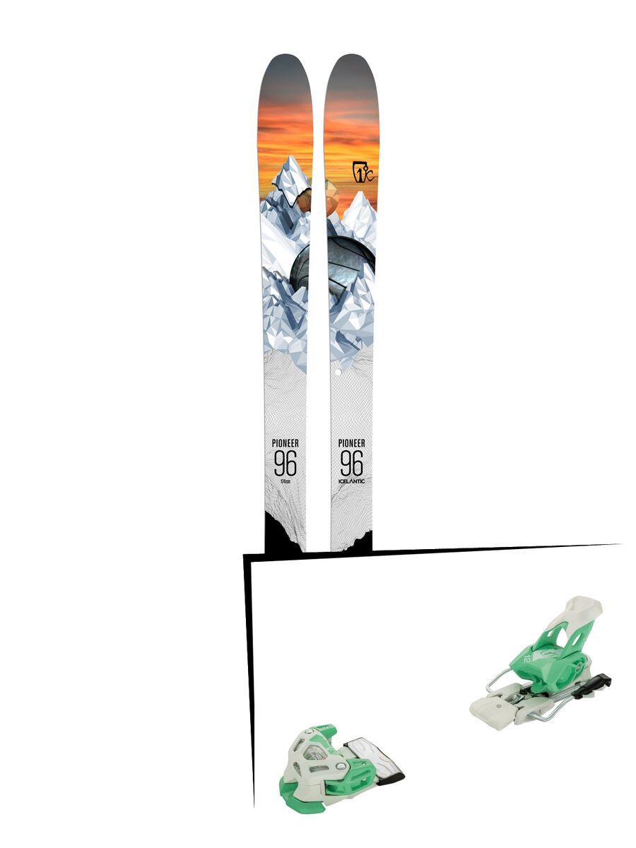 Set: Icelantic Pioneer 96 2018 + Tyrolia Attack 12 solid white mint - Bild 1