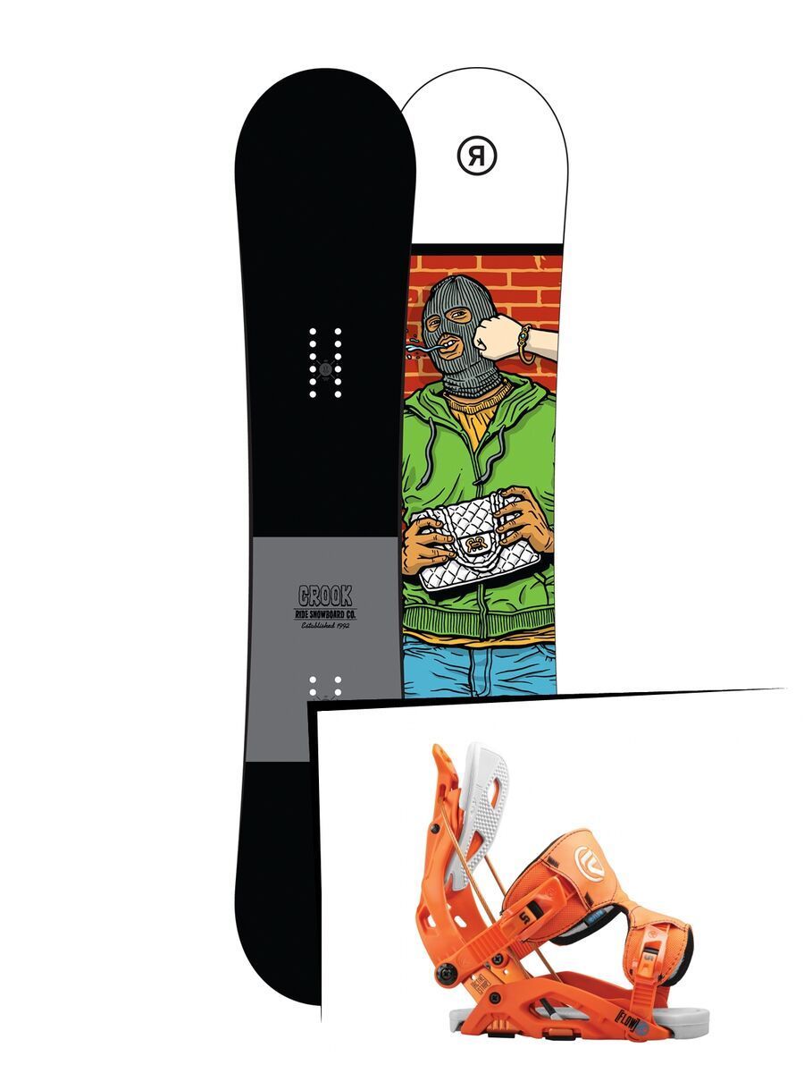 Set: Ride Crook 2017 + Flow Fuse 2016, orange - Snowboardset - Bild 1