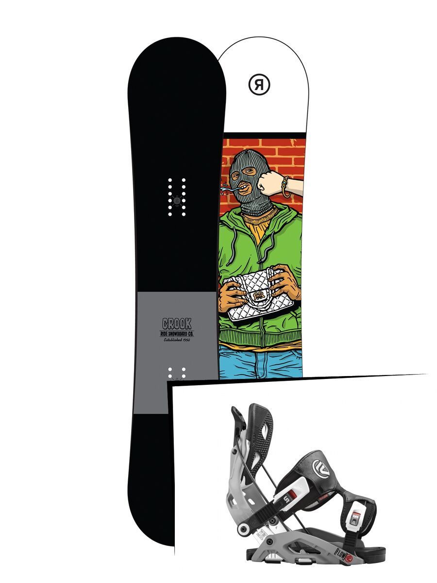 Set: Ride Crook 2017 + Flow Fuse 2016, grey - Snowboardset - Bild 1